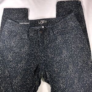 NWOT Ann Taylor Loft Houndstooth Pattern Super Skinny Pants Black and Grey 24/00